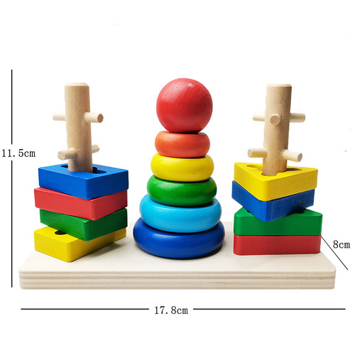 Geometric Shape Recognition Column Wooden Montessori Toys Matching Blocks Other Educational Toys For Kids Early Educatio