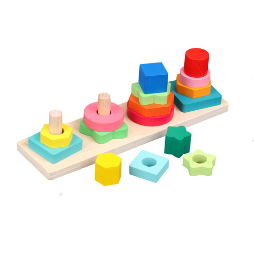 Geometric Shape Recognition Column Wooden Montessori Toys Matching Blocks Other Educational Toys For Kids Early Educatio