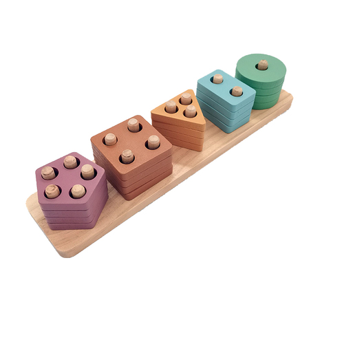 Geometric Shape Recognition Column Wooden Montessori Toys Matching Blocks Other Educational Toys For Kids Early Educatio