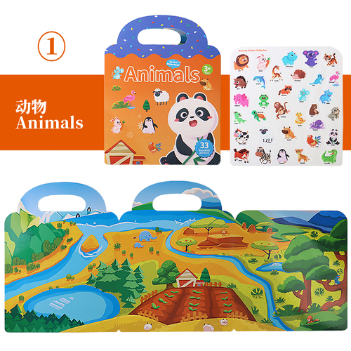 Reusable Educational Learning Toys Sticker Activity Quiet Books Travel Removable Toddler Cartoon DIY Puzzle Game For Kid