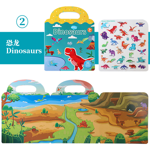 Reusable Educational Learning Toys Sticker Activity Quiet Books Travel Removable Toddler Cartoon DIY Puzzle Game For Kid