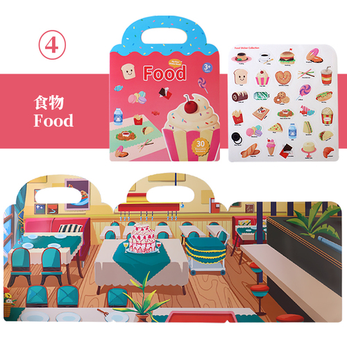 Reusable Educational Learning Toys Sticker Activity Quiet Books Travel Removable Toddler Cartoon DIY Puzzle Game For Kid