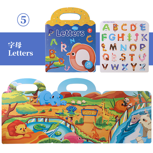 Reusable Educational Learning Toys Sticker Activity Quiet Books Travel Removable Toddler Cartoon DIY Puzzle Game For Kid