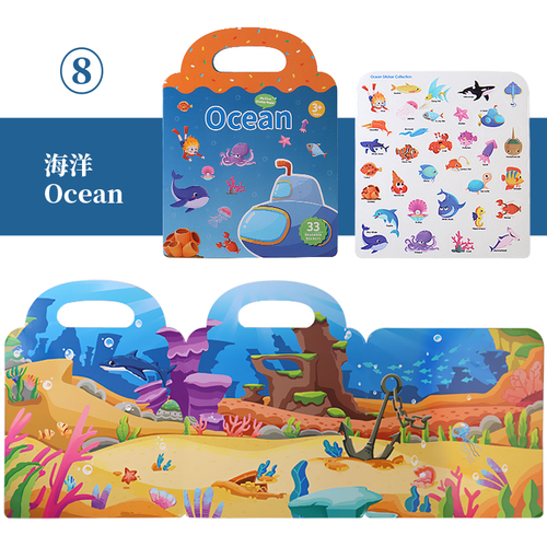 Reusable Educational Learning Toys Sticker Activity Quiet Books Travel Removable Toddler Cartoon DIY Puzzle Game For Kid