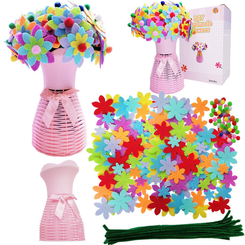 Jtnohx 2022 diy new toy felt flower craft kits for girls age 8-12 Flower Bouquet Toy For Kids