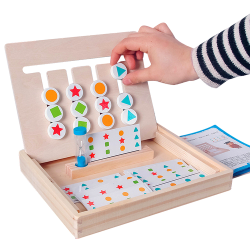 Wooden color classification shape matching game children's four-color game building blocks early education educational t