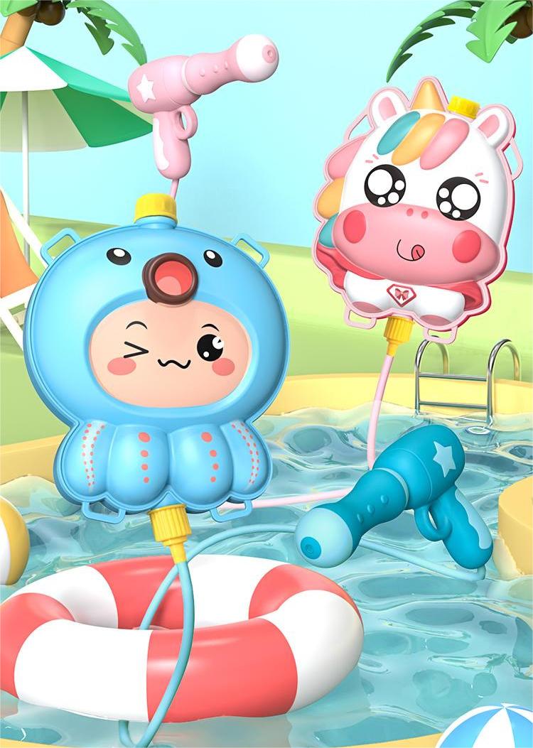 Summer Cartoon Cute Favourite Backpack Water Gun Children's Beach Outdoor Water Playing Toys Pulling High Pressure Jet