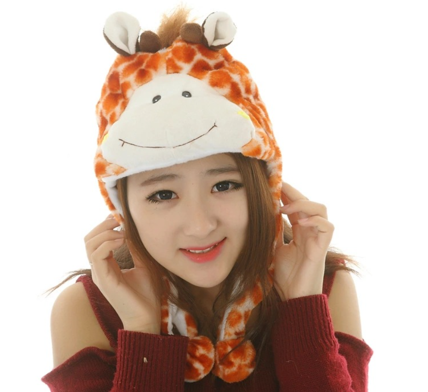 One Size Adult Kids Plush Animal Hat White Dog Cosplay Plush Hats Cute Fuzzy Dress Up Warm Beanie Hat