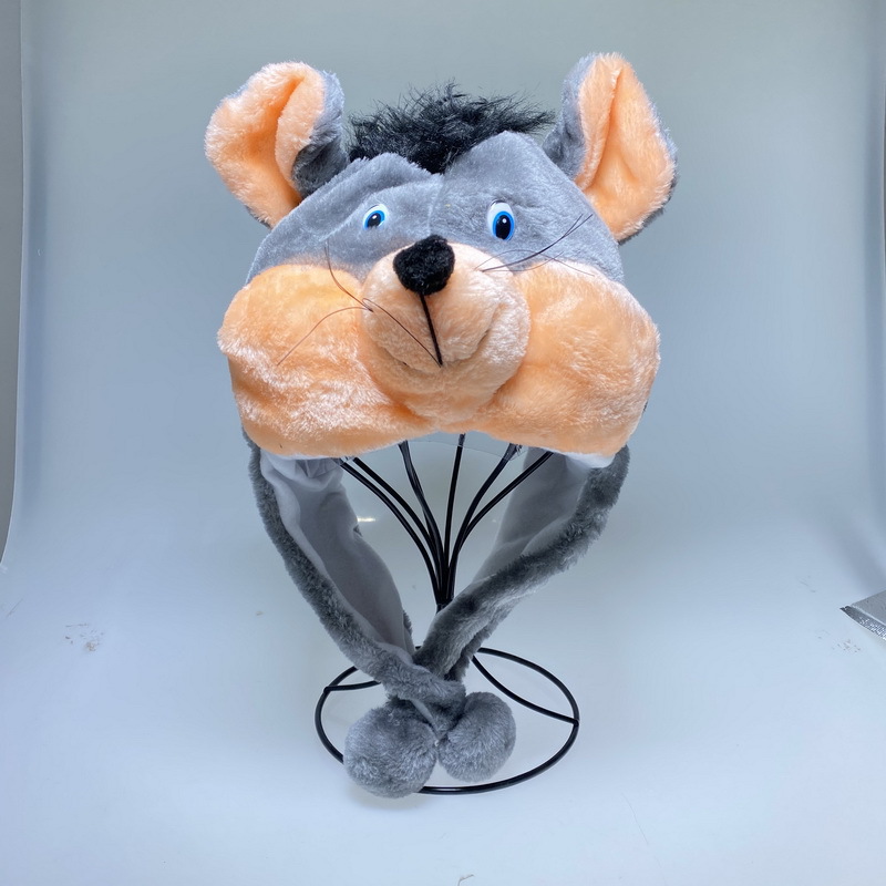 One Size Adult Kids Plush Animal Hat White Dog Cosplay Plush Hats Cute Fuzzy Dress Up Warm Beanie Hat