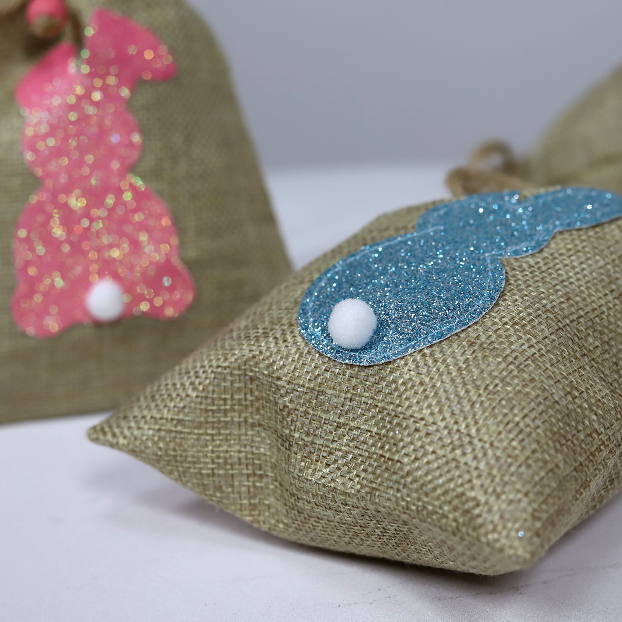 Easter Basket hemp Bunny Drawstring Totes for Easter Party Treat Bag