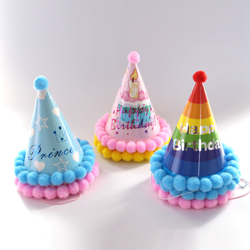 Newest selling multi color stitching izable pattern printing topper rainbow party birthday hat