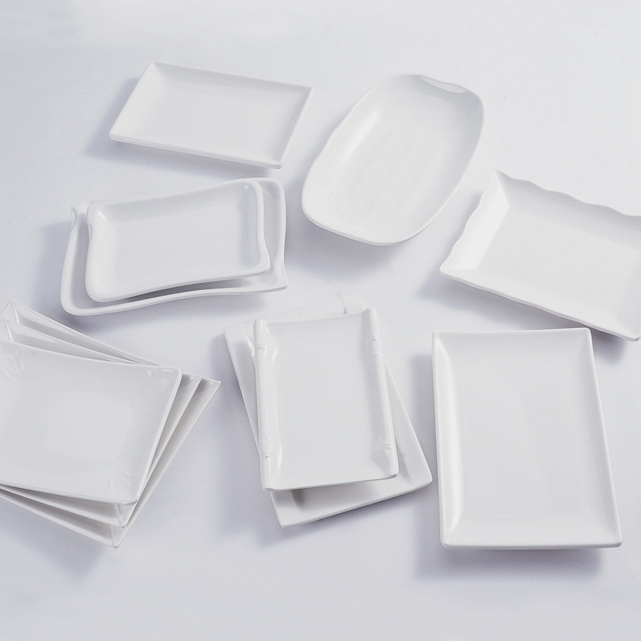 China  supply high quality print plastic melamine dishes tableware ized white fish plates for barbecue and buffet