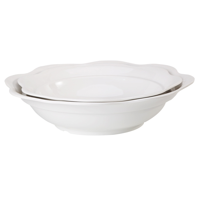 China  supply high quality print plastic melamine dishes tableware ized white fish plates for barbecue and buffet