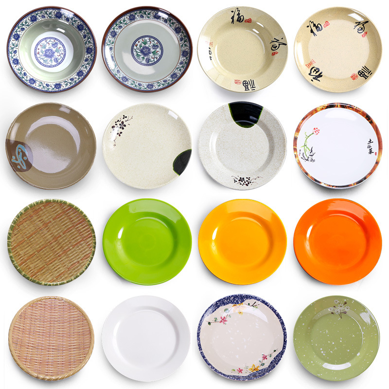 China  supply high quality print plastic melamine dishes tableware ized white fish plates for barbecue and buffet