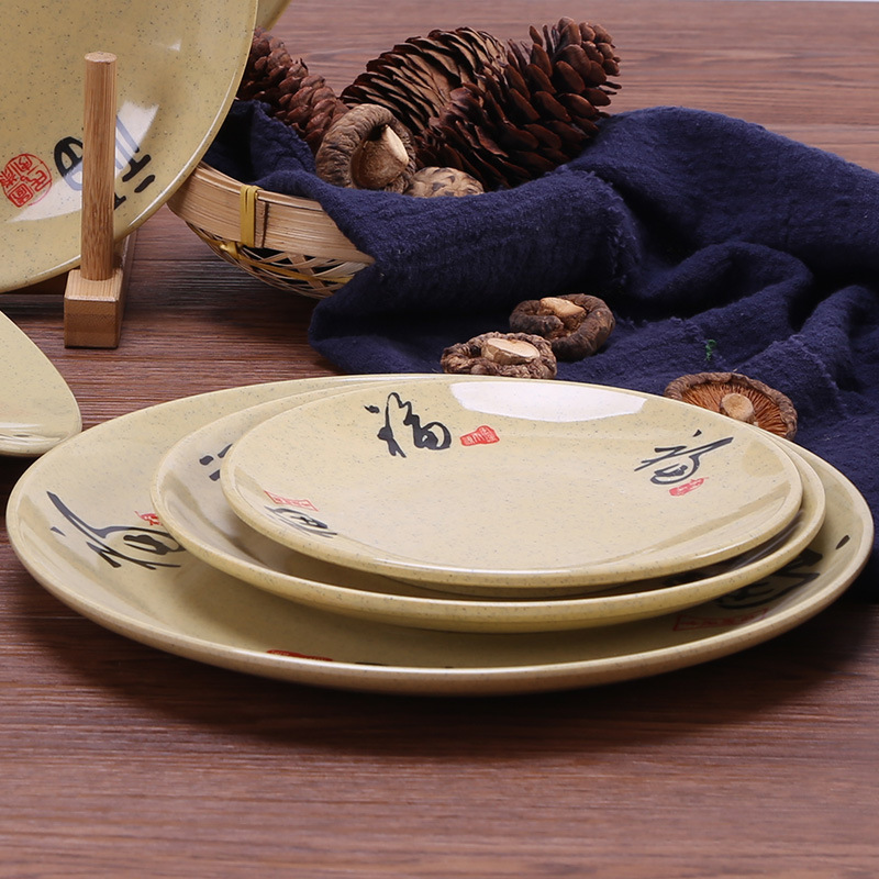 China  supply high quality print plastic melamine dishes tableware ized white fish plates for barbecue and buffet