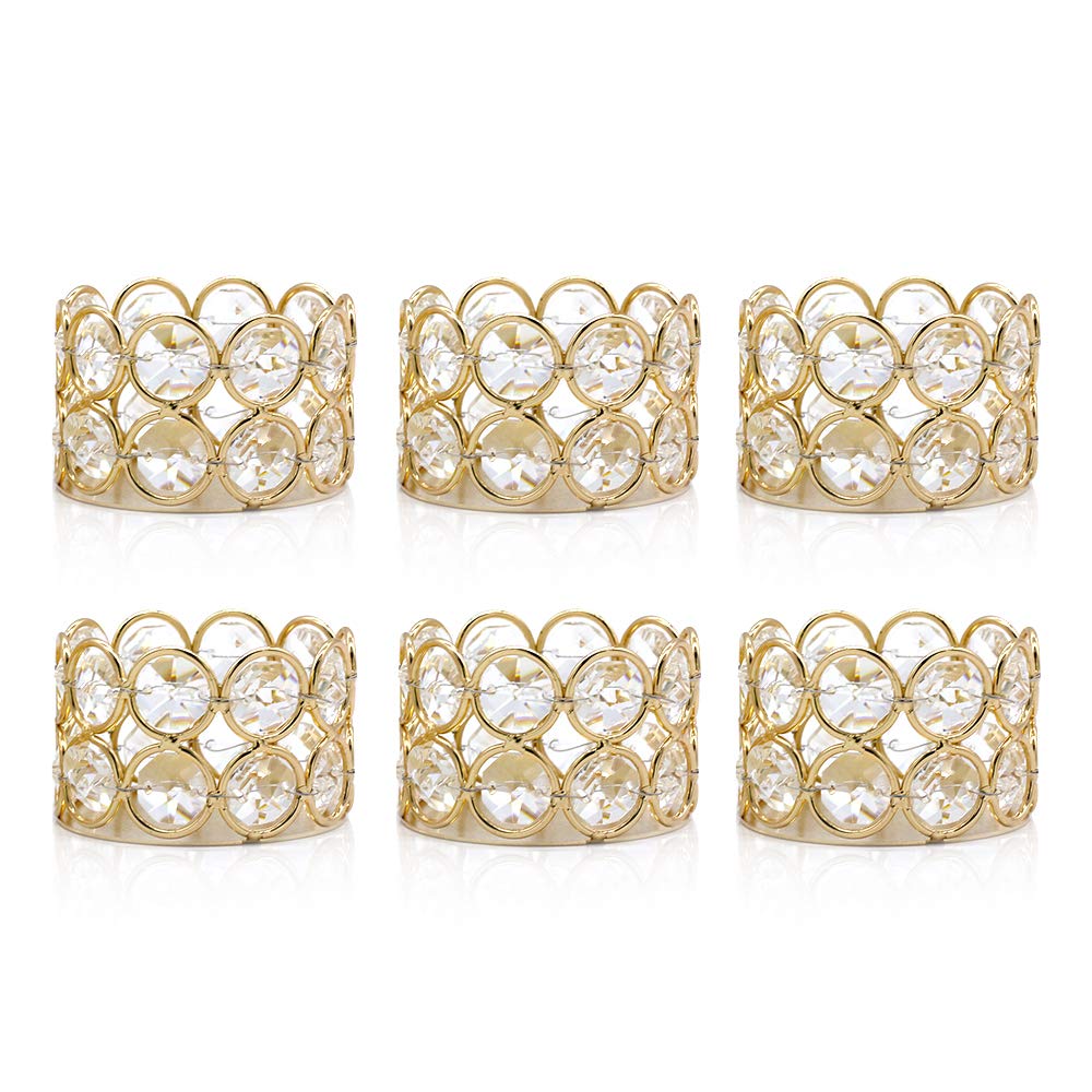 Gold Crystal Tea Light Candle Holders for Wedding Home Party Centerpieces Decoration,Idea Gifts for Halloween,Christmas