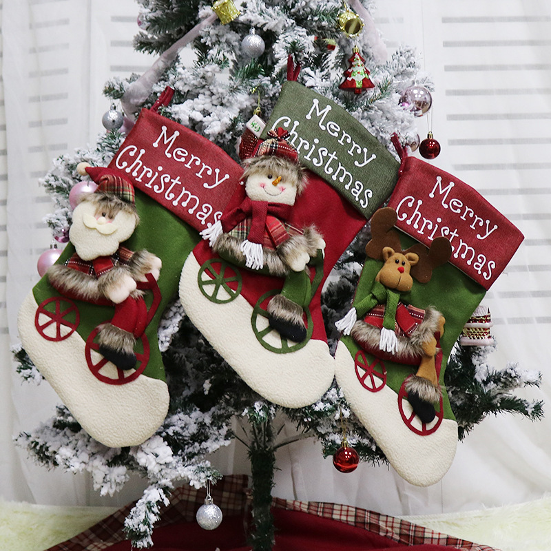 2021 Uilt Christmas Gift Stocking Bulk New Santa Christmas Decoration Supplies Plush Felt Velvet Christmas Stocking