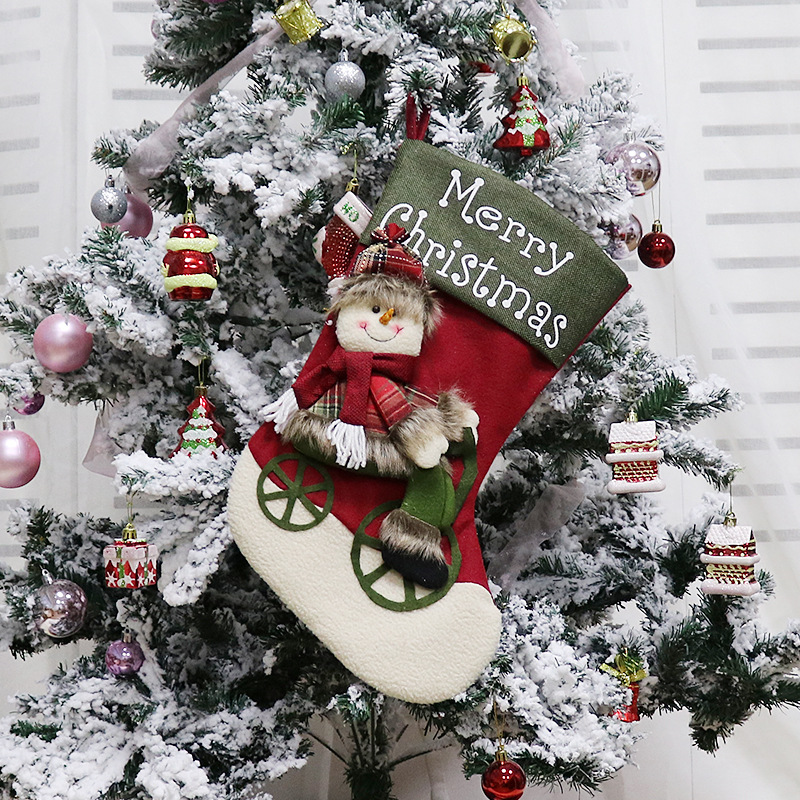 2021 Uilt Christmas Gift Stocking Bulk New Santa Christmas Decoration Supplies Plush Felt Velvet Christmas Stocking