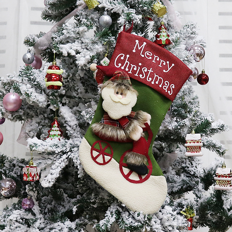 2021 Uilt Christmas Gift Stocking Bulk New Santa Christmas Decoration Supplies Plush Felt Velvet Christmas Stocking