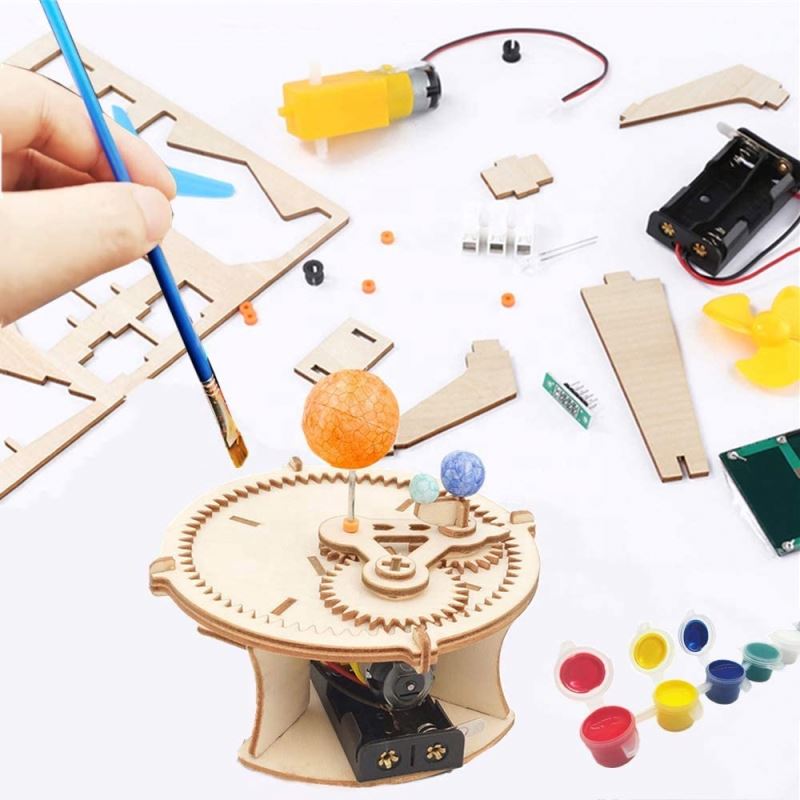 New DIY kits pretend play wooden puzzle vehicle toys gear drive educational ruedas y engrana planet toys kids learning t