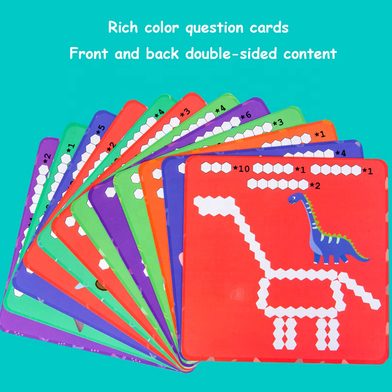 Wooden Jigsaw Puzzle Toys Hexagon Tangram Puzzle Montessori Toy Geometry Logic Game With Cards Intellectual Educational 