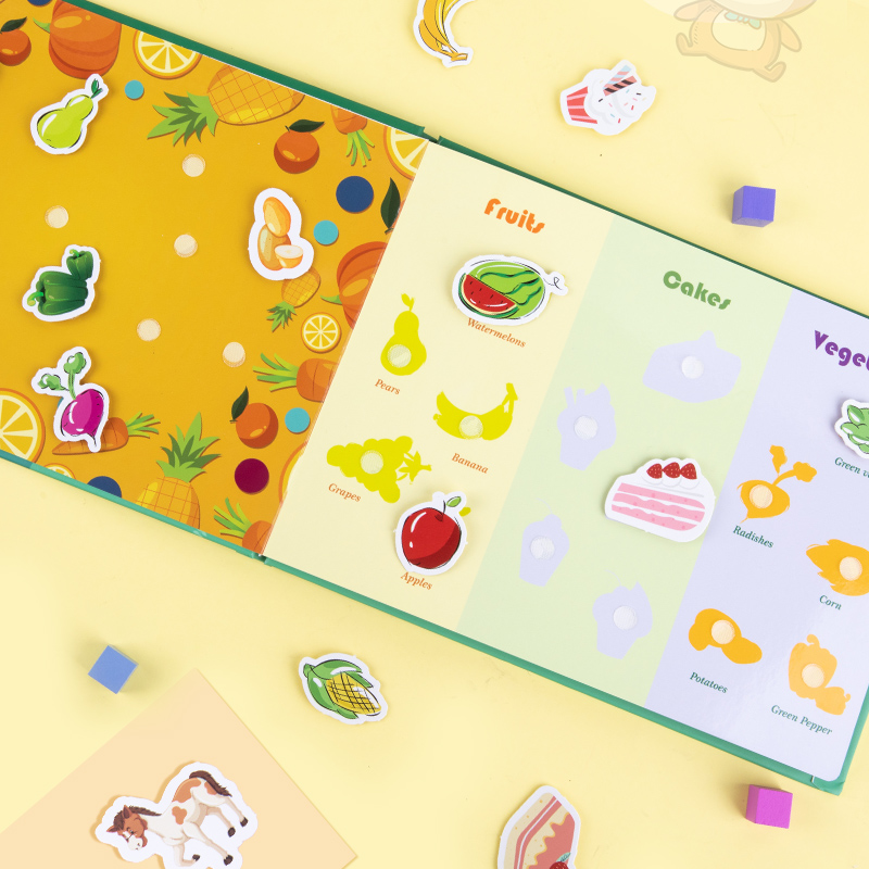  DIY Enlightenment Wooden Quiet Book Food Animal Color Cognitive Teaching Children Educational busy Book kid tr