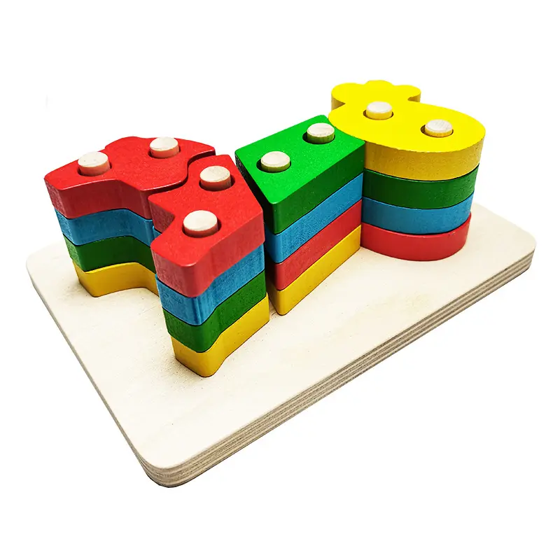 Geometric Shape Recognition Column Wooden Montessori Toys Matching Blocks Other Educational Toys For Kids Early Educatio