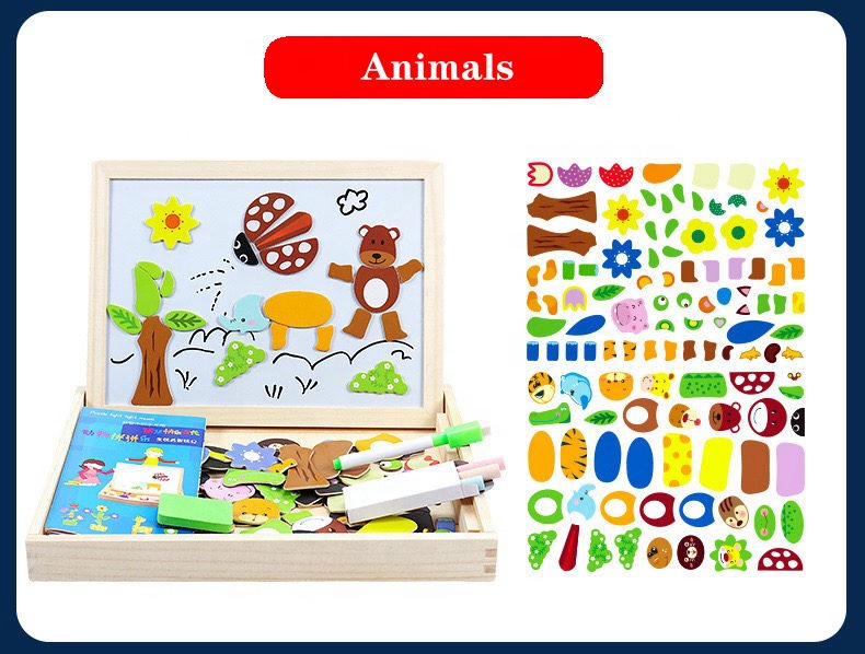  ization Education Toddlers Promoting Magnet Toys Magnetic Sticker Jigsaw Puzzle Boxes For Kids