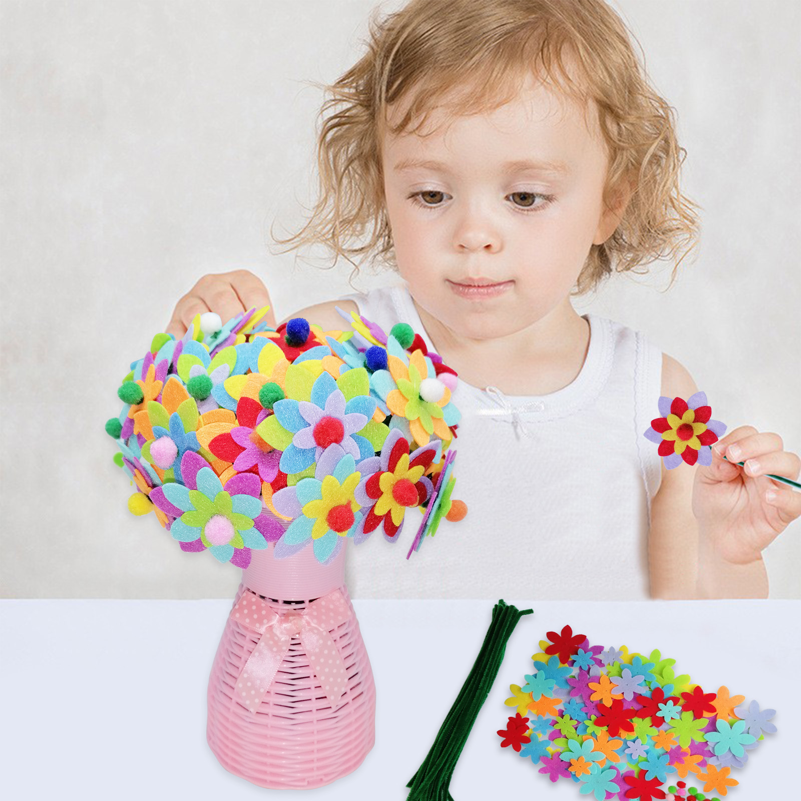 Jtnohx 2022 diy new toy felt flower craft kits for girls age 8-12 Flower Bouquet Toy For Kids