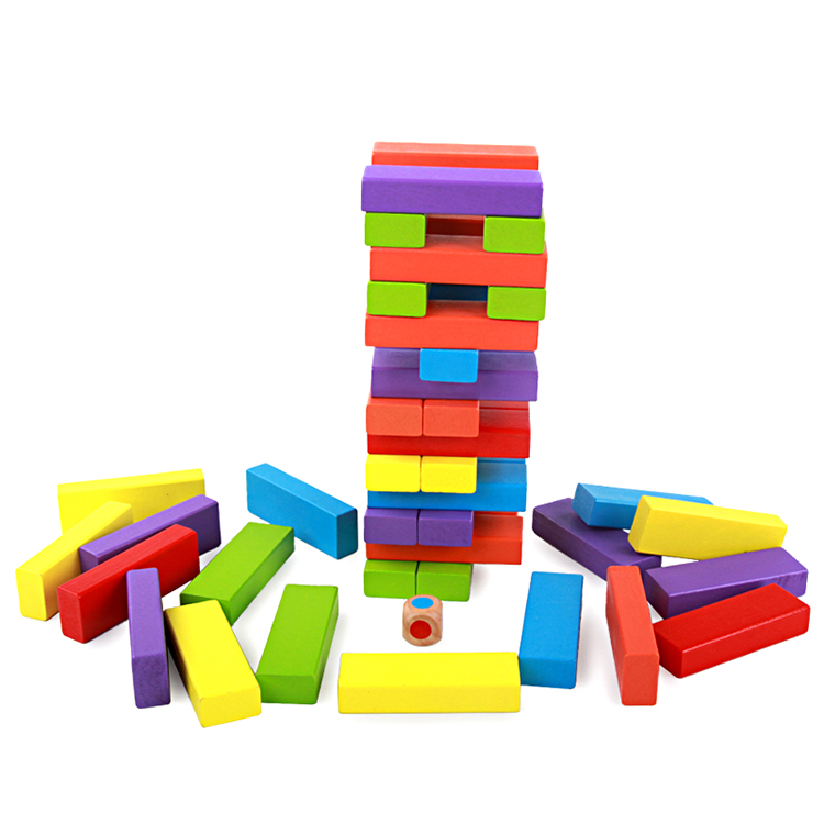  Colorful Desktop Games Building Toys Wooden Blocks Stacking Game