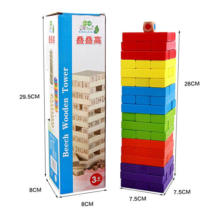  Colorful Desktop Games Building Toys Wooden Blocks Stacking Game