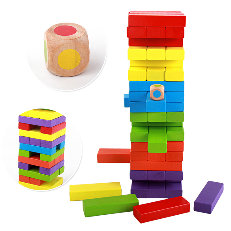  Colorful Desktop Games Building Toys Wooden Blocks Stacking Game