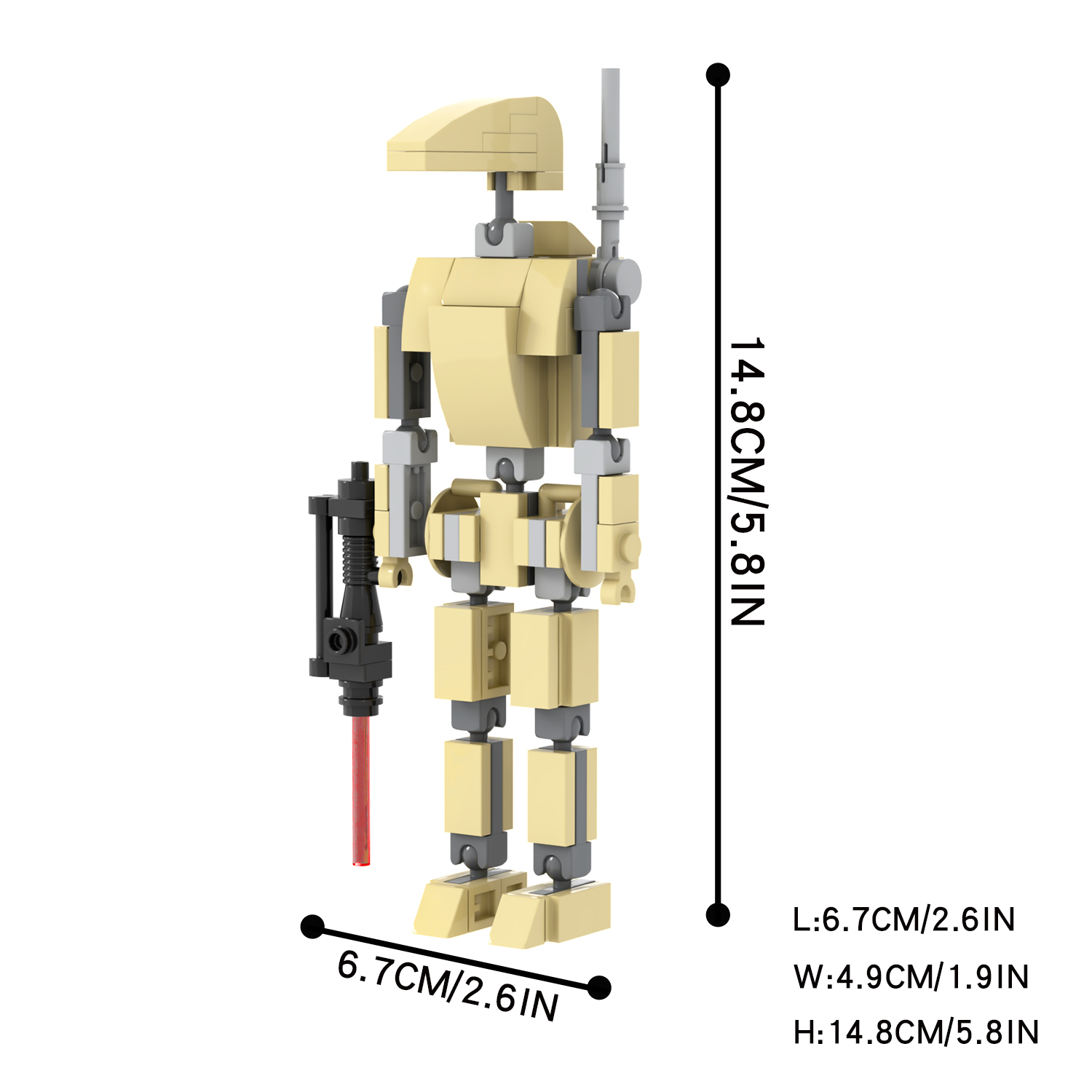 MOC2090 Battle Droid 91 Pcs Bricks Battle Robot with Lightsaber Space Wars Movie Comic Action Figures Building Blocks Ki