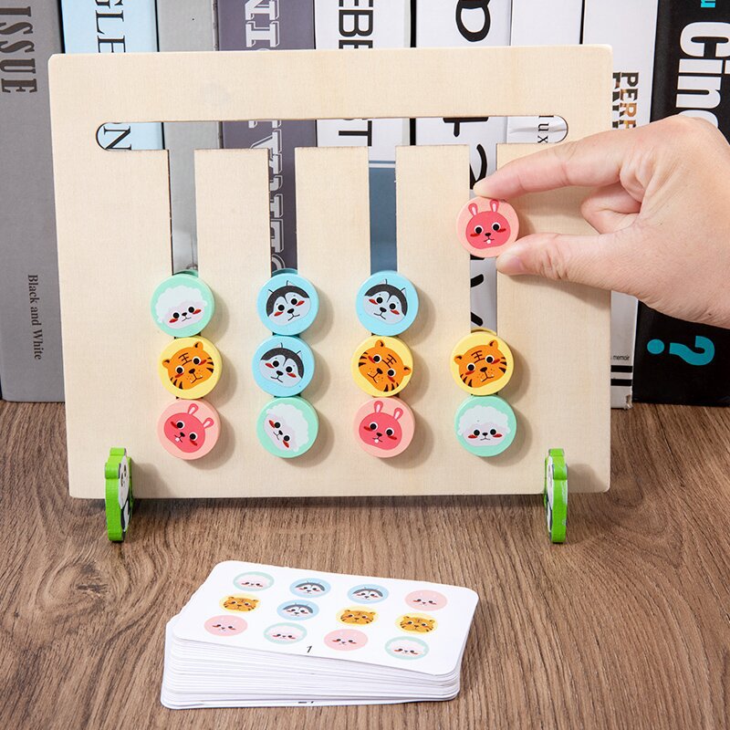 Wooden color classification shape matching game children's four-color game building blocks early education educational t