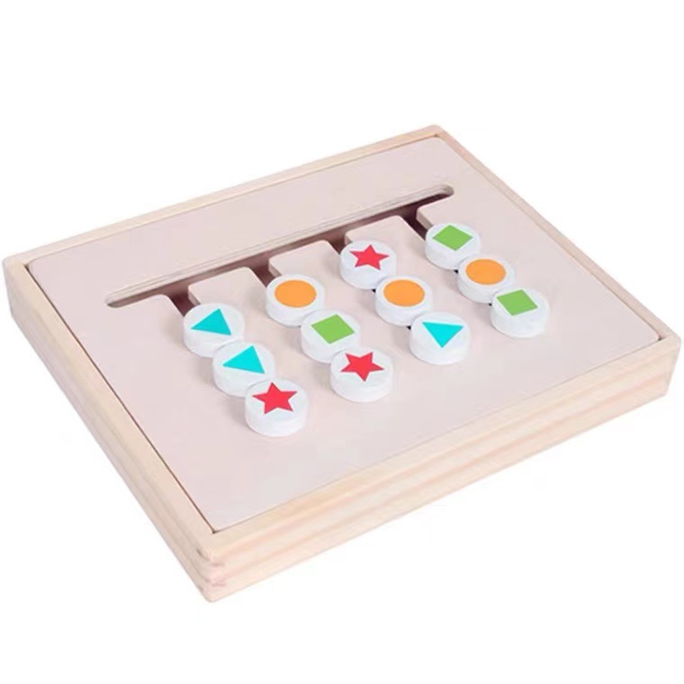 Wooden color classification shape matching game children's four-color game building blocks early education educational t