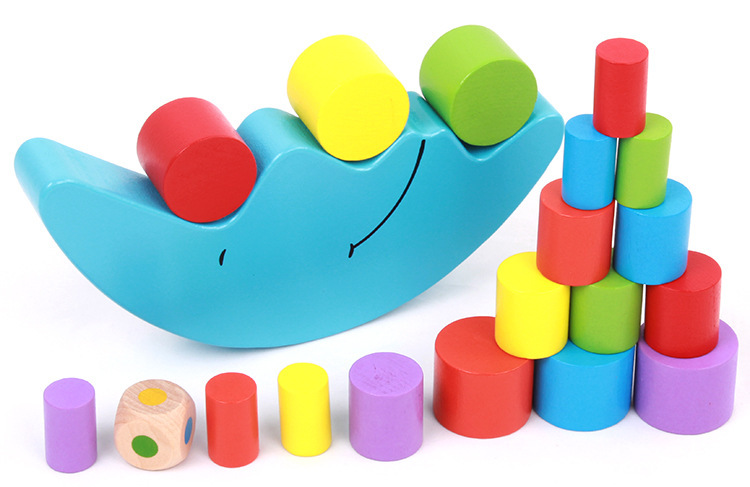 Moon Balance Toys Building Blocks Montessori Early Education Parent-Child Interactive Game Wooden Stacking Toys