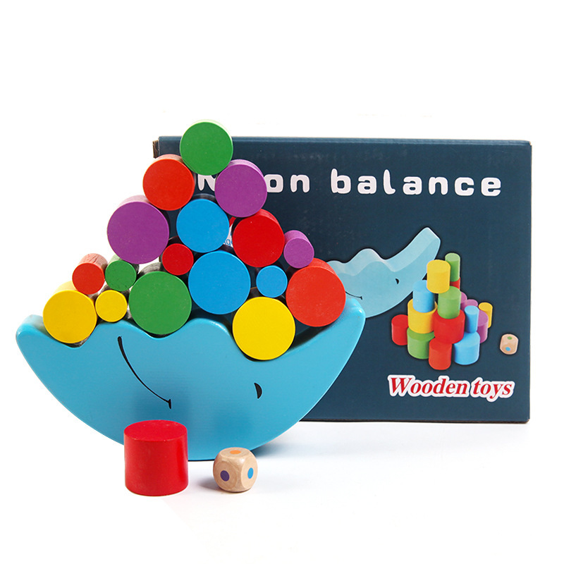 Moon Balance Toys Building Blocks Montessori Early Education Parent-Child Interactive Game Wooden Stacking Toys