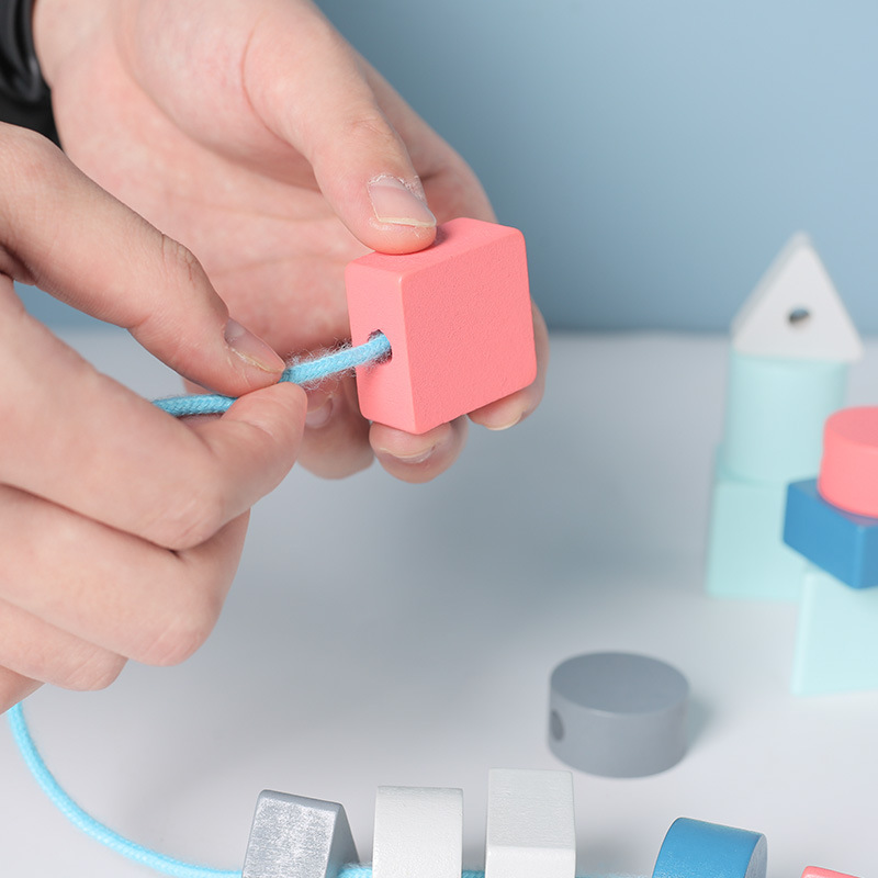  printed Quality wooden toy building block toy macaron-colored toy