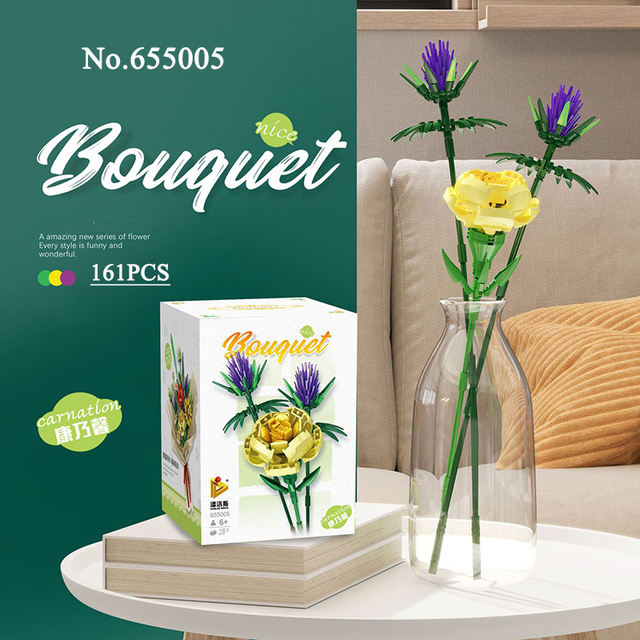 PANLOS Roses Sunflowers Carnations Building Blocks  Home Decorations Flowers Bouquet Romantic Girls  Blocks gift