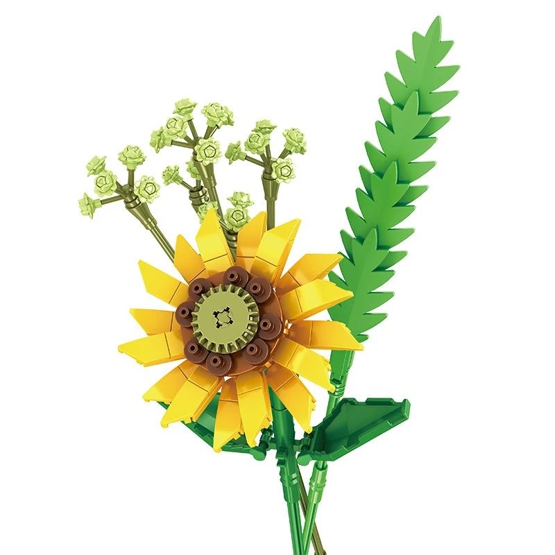 PANLOS Roses Sunflowers Carnations Building Blocks  Home Decorations Flowers Bouquet Romantic Girls  Blocks gift