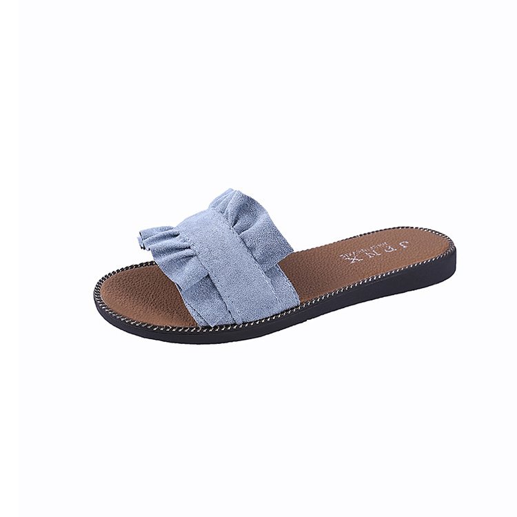 Spring and summer 2021 new women's shoes slippers ruffled leisure beach women's sandals flat bottom flip flops