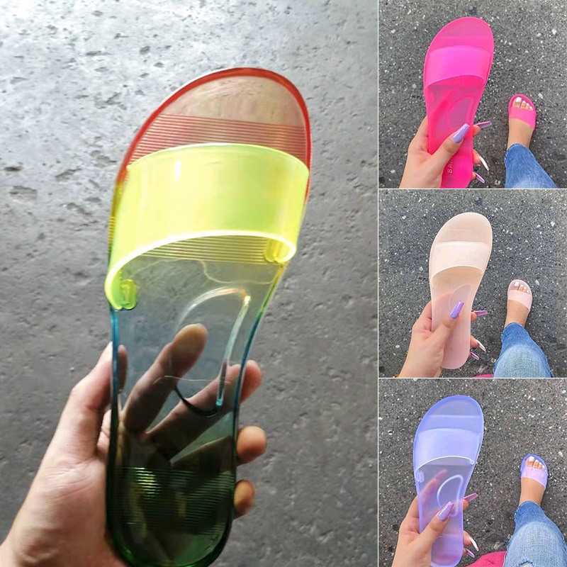 2022 Summer Hot Selling Fashion Design Flats Candy Color Flip Flops Ladies Stylish Casual Trendy Slides Slippers Jelly S