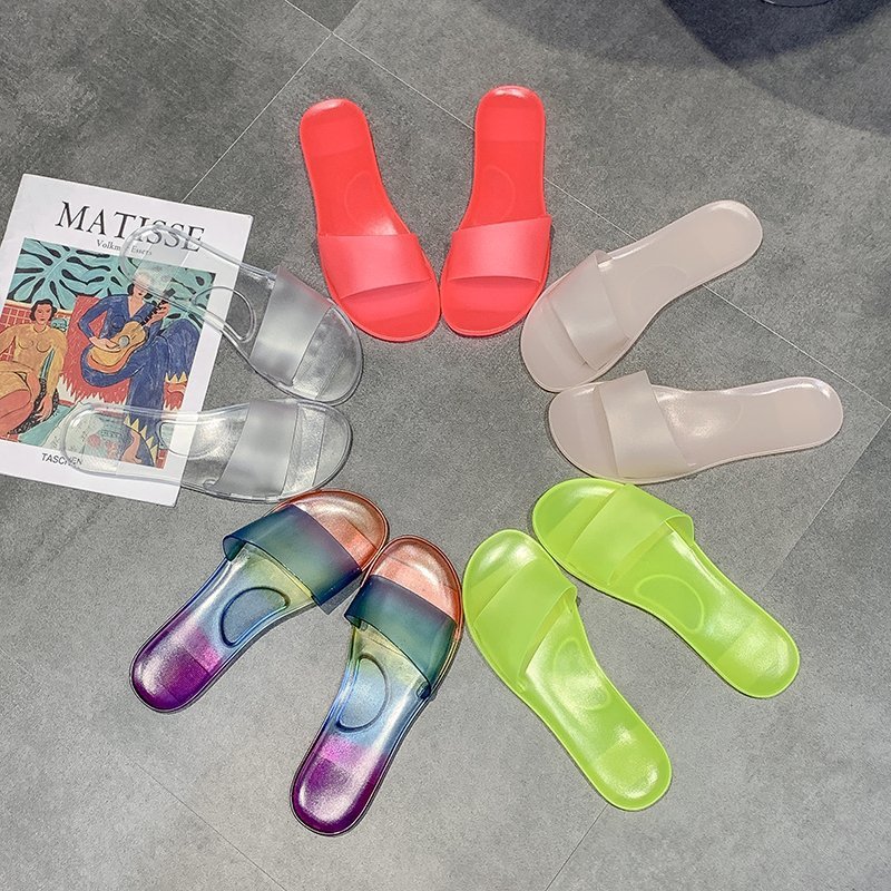 2022 Summer Hot Selling Fashion Design Flats Candy Color Flip Flops Ladies Stylish Casual Trendy Slides Slippers Jelly S