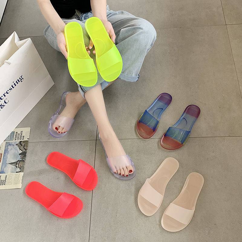 2022 Summer Hot Selling Fashion Design Flats Candy Color Flip Flops Ladies Stylish Casual Trendy Slides Slippers Jelly S