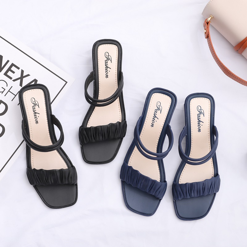 summer heels 2023 new sandals and slippers latest platform chunky heels mid women's pumps designer female bow high heels