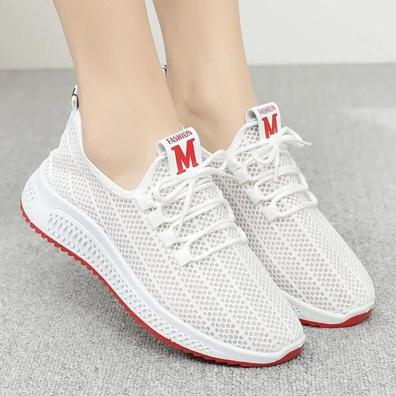 New fashion lace-up canvas casual women's flat shoes fly woven mesh sneakers casual shoes