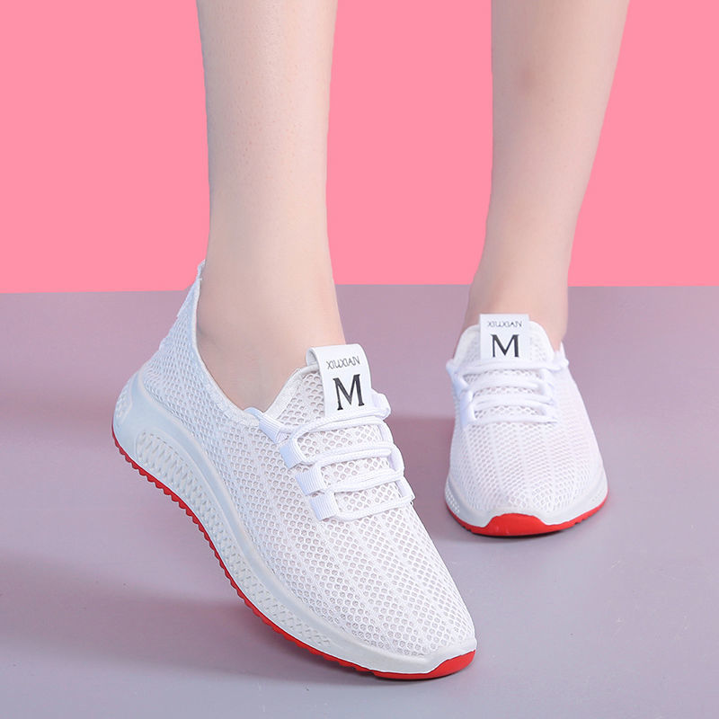 New fashion lace-up canvas casual women's flat shoes fly woven mesh sneakers casual shoes