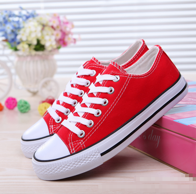   Canvas Trendy Shoes Women's Fashion Lace Up White Black Canvas Sneakers Shoes For Ladies