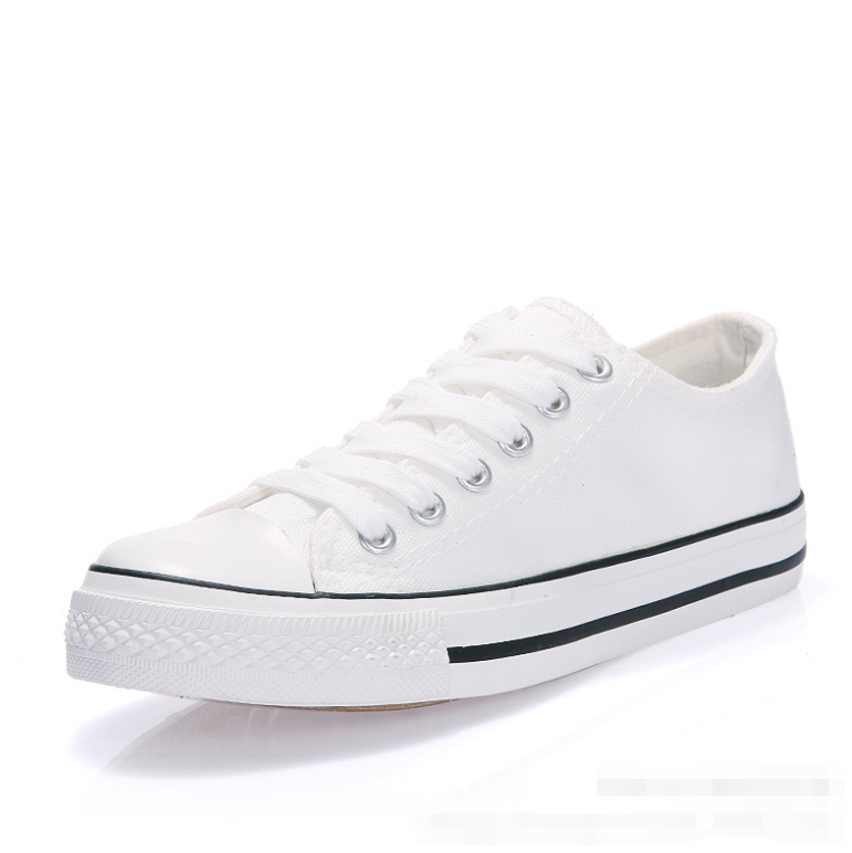   Canvas Trendy Shoes Women's Fashion Lace Up White Black Canvas Sneakers Shoes For Ladies
