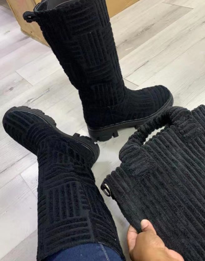 Think 2022 Fashion Winter Knit Boots Ladies Candy Colors Over Knee Girls Thigh High Shoes Towel Design Women Boots